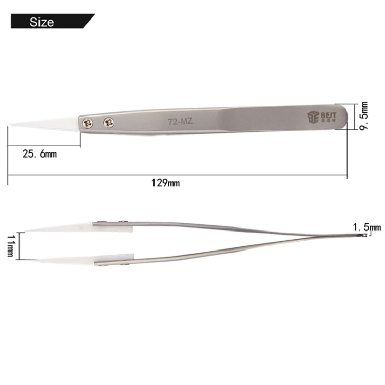 BEST BST-72-MZ 302 Stainless Steel High Temperature Resistance Ceramic Tip Tweezers My Store