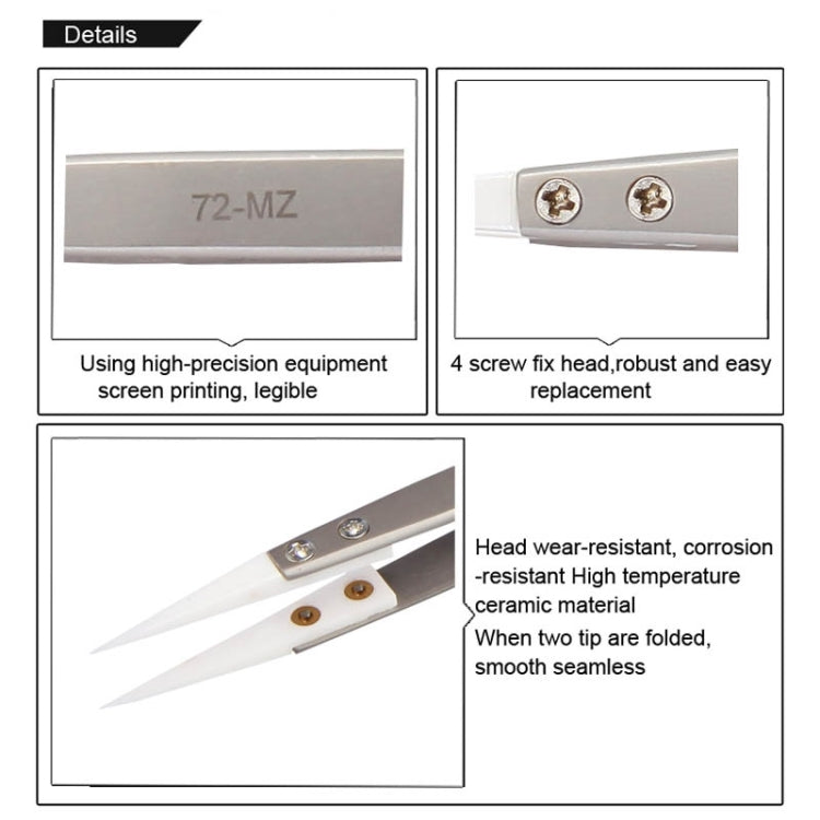 BEST BST-72-MZ 302 Stainless Steel High Temperature Resistance Ceramic Tip Tweezers My Store