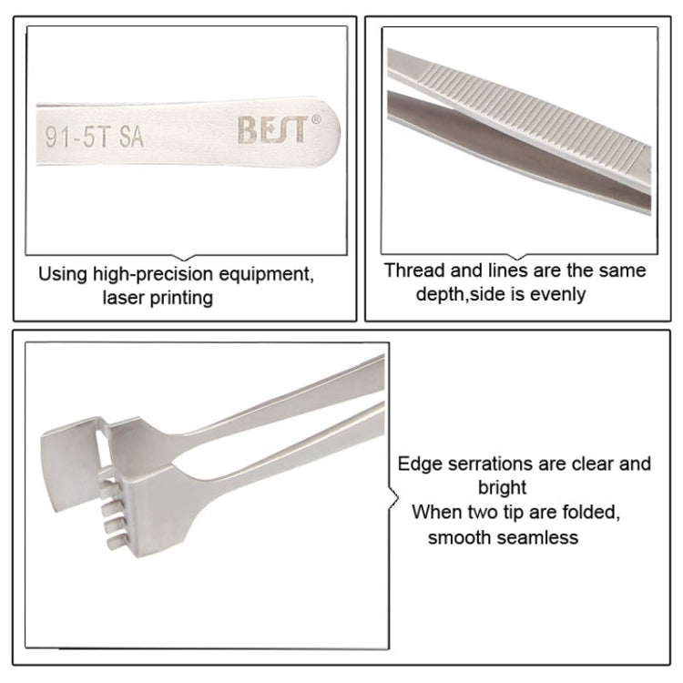 BEST BST-91-5T SA Professional Stainless Steel Wafer Tweezers for Silicon Wafer My Store