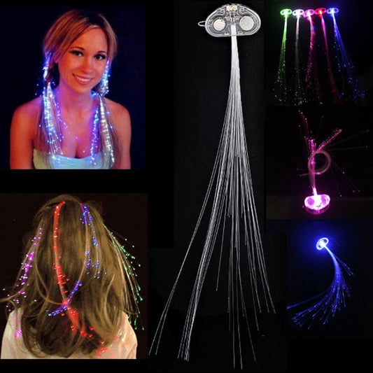 4pcs Cool Color Change Flashing Braid Luminous Pigtail Hair Clips LED Light Fiber for KTV / Bars / Clubs / Christmas Activities (Random Color Delivery) My Store