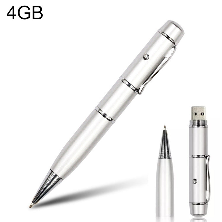 3 in 1 Laser Pen Style USB Flash Disk, Silver (4GB)