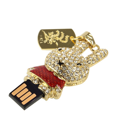 Rabbit Shaped Diamond Jewelry USB Flash Disk , Blue