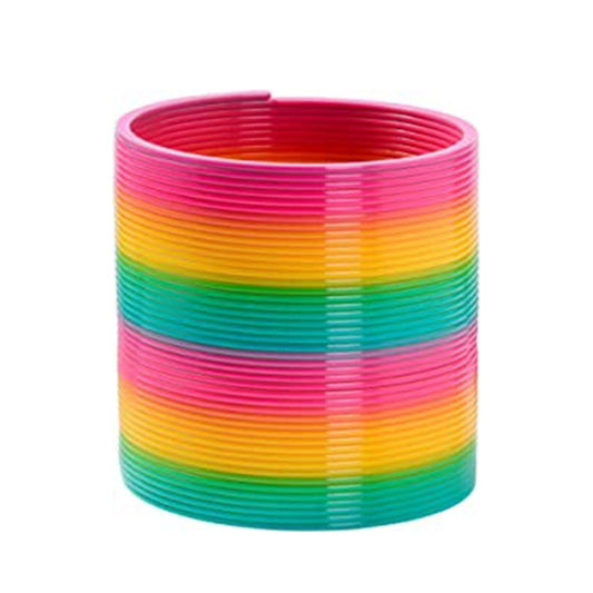 Classic Toy Kaleidoscope Rainbow Ring Folding Plastic Spring Coil Toy for Children (Random Delivery)