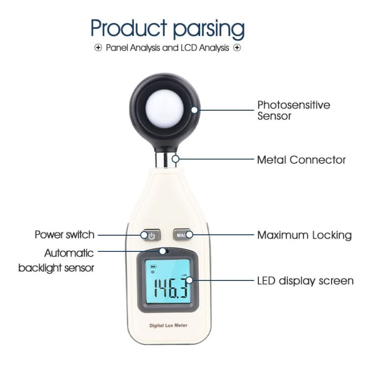 BENETECH Digital Light Lux Meter for Factory / School / House Various Occasion, Range: 0-200,000 Lux (GM1010) My Store