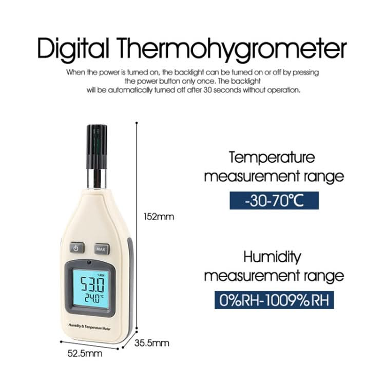 BENETECH GM1362 1.45 Inch Screen Digital Humidity & Temperature Meter Reluova