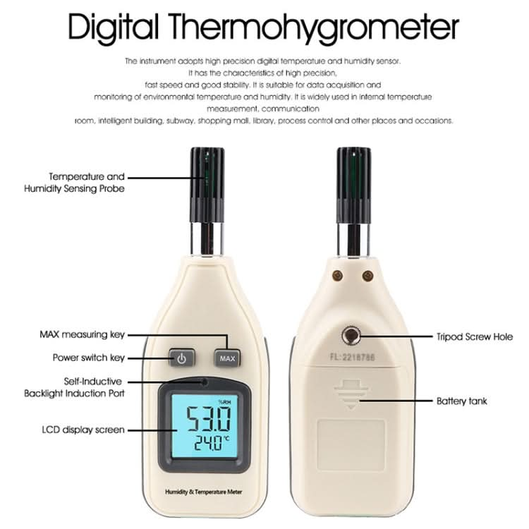 BENETECH GM1362 1.45 Inch Screen Digital Humidity & Temperature Meter Reluova