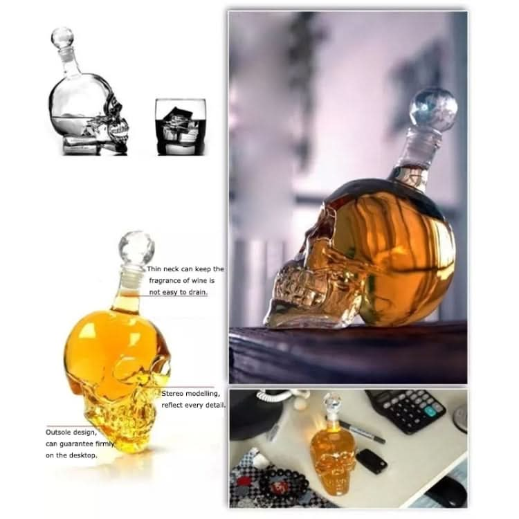 Crystal Glass Skull Bottle for Vodka & Whiskey & Beer Liqueur & Red Wine & Other Beverage - Reluova