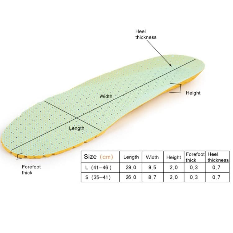 1 Pair Sports Shock Absorption Breathable Soft Thick Sweat Absorbent Insoles for Men / Women, Size: S(35-41 Yards)