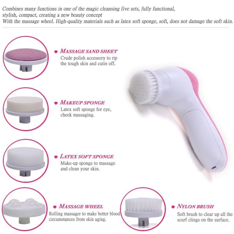 5 in 1 Beauty Care Brush Massager Scrubber Face Skin Care Electric Facial Cleanser-Reluova