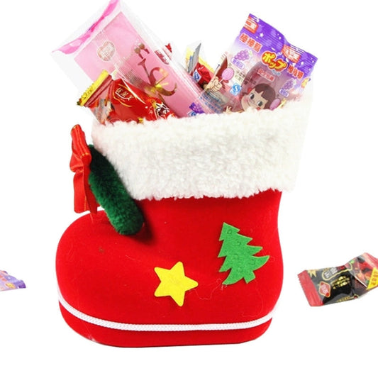 Santa Pattern Christmas Decoration Flocking Stocking Boot Candy Bag, Size: 13cm x 10cm x 7cm My Store