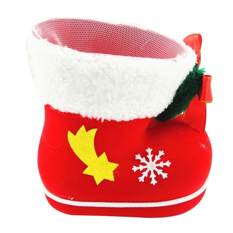 Santa Pattern Christmas Decoration Flocking Stocking Boot Candy Bag, Size: 13cm x 10cm x 7cm