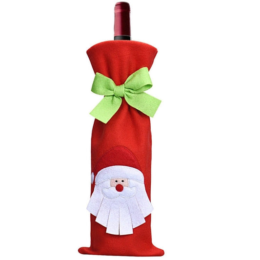 3 PCS Christmas Dinner Table Decoration Plush Champagne Wine Bottle Bag