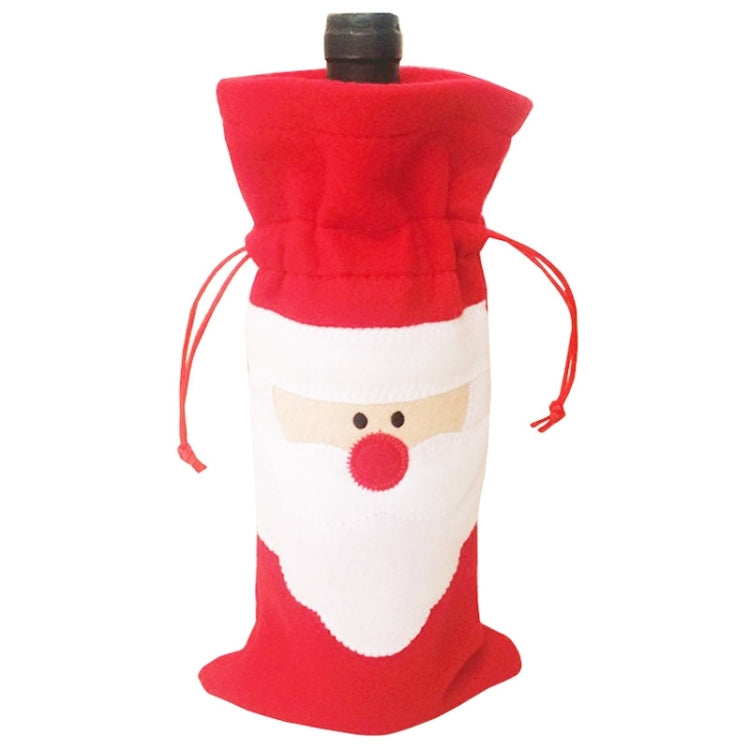 3 PCS Santa Pattern Christmas Dinner Table Decoration Plush Champagne Wine Bottle Bag