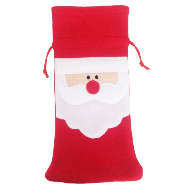 3 PCS Santa Pattern Christmas Dinner Table Decoration Plush Champagne Wine Bottle Bag