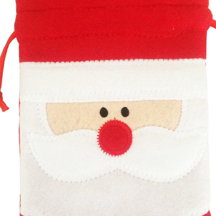 3 PCS Santa Pattern Christmas Dinner Table Decoration Plush Champagne Wine Bottle Bag