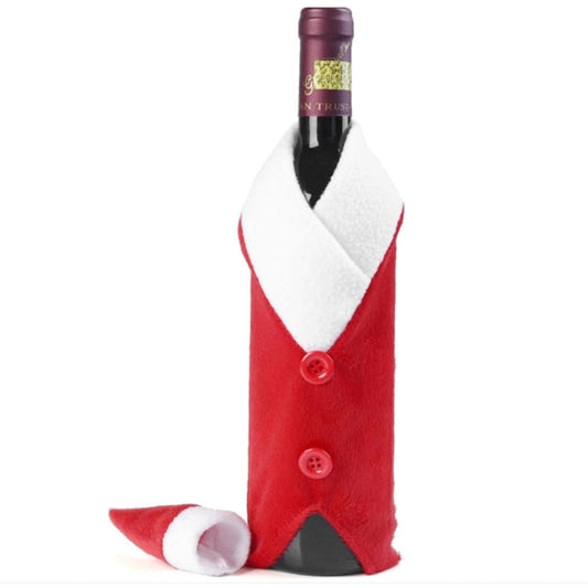 Buttons Cloth Wedding Christmas Dinner Table Flannel Plush Champagne Wine Bottle Bags Sets My Store