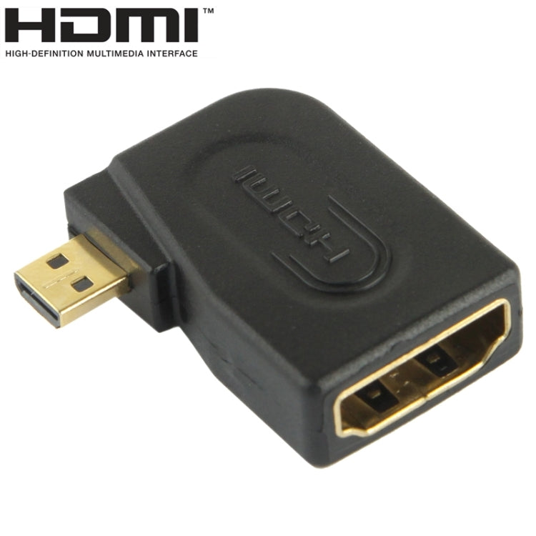 Gold Plated Micro HDMI Male to HDMI 19 Pin Female Adaptor with 90 Degree Angle