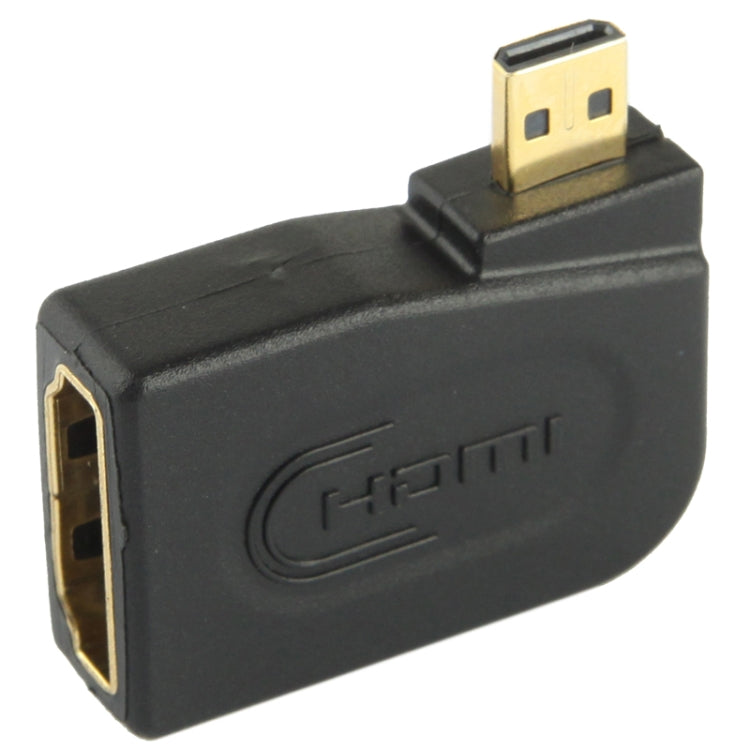 Gold Plated Micro HDMI Male to HDMI 19 Pin Female Adaptor with 90 Degree Angle