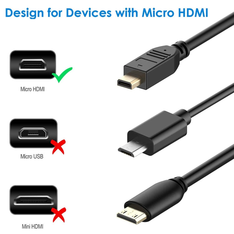 30cm Micro HDMI (Type-D) Male to Micro HDMI (Type-D) Female Adapter Cable