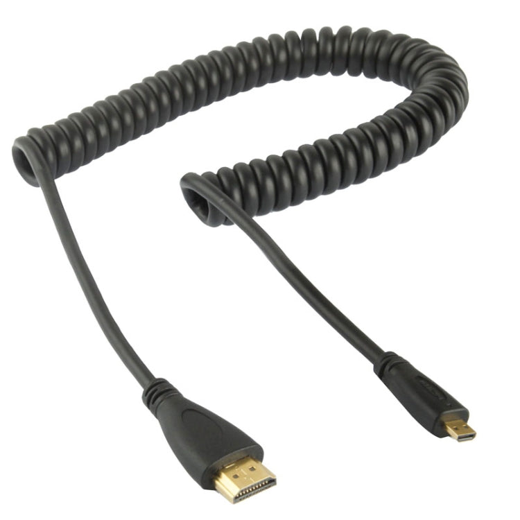 1.4 Version, Gold Plated Micro HDMI Male to HDMI Male Coiled Cable, Support 3D / Ethernet, Length: 60cm (can be extended up to 2m)