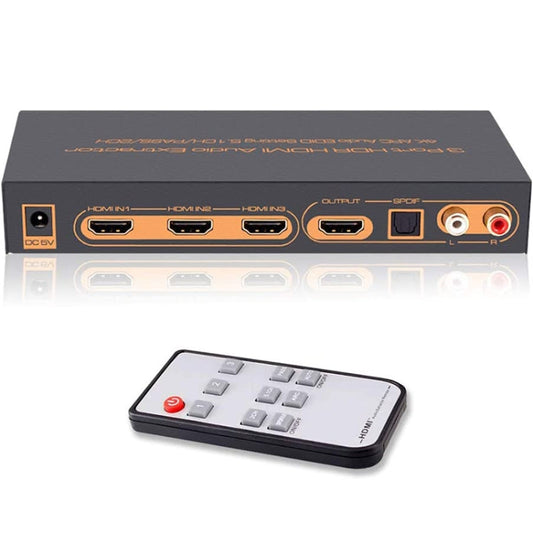 3 Ports HDMI/MHL Audio Extractor with IR Remote Control, 4K ARC Audio EDID Setting 5.1ch / PASS / 2ch-Reluova