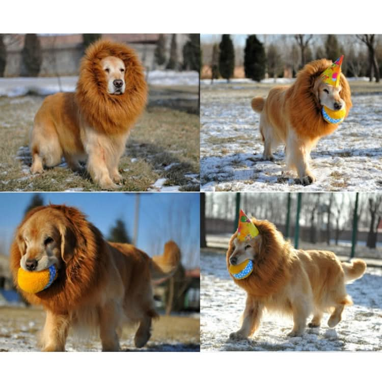 Large Pet Dog Cat Lion Wigs Mane Hair Festival Party Fancy Dress Clothes Costume - Reluova