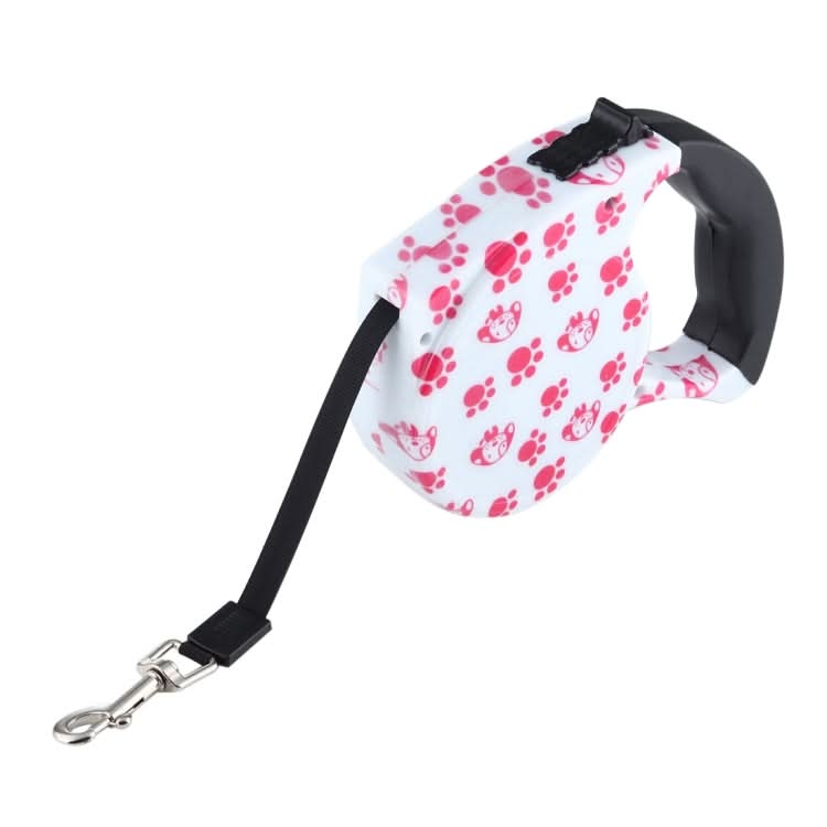 5m Pink Dog Footprint Pattern Easy Operation Retractable Dog Leash(Pink)-Reluova