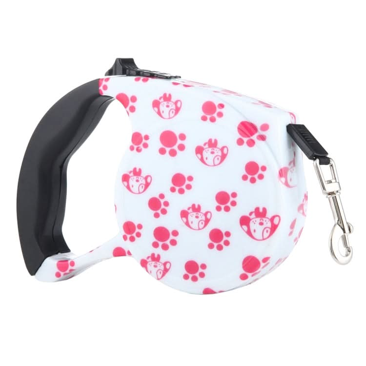 5m Pink Dog Footprint Pattern Easy Operation Retractable Dog Leash(Pink)-Reluova