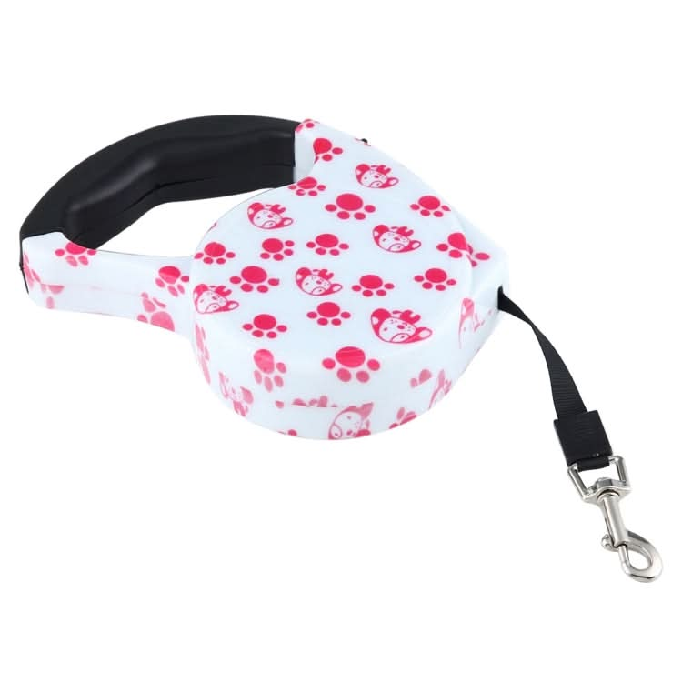 5m Pink Dog Footprint Pattern Easy Operation Retractable Dog Leash(Pink)-Reluova