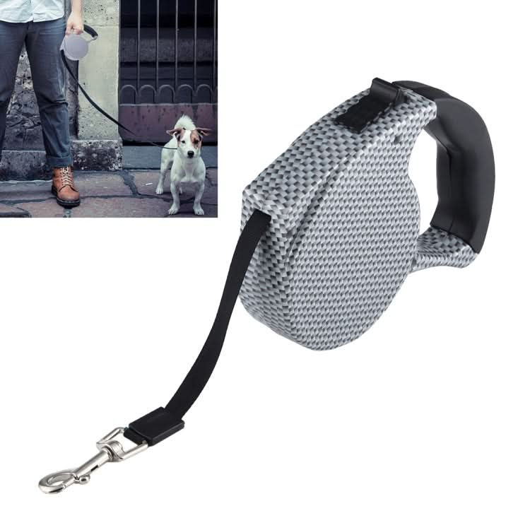 5m Black and White Grid Pattern Easy Operation Retractable Dog Leash(Black)-Reluova