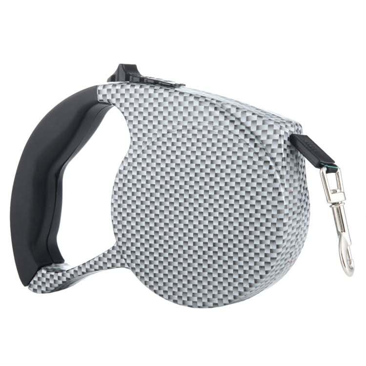 5m Black and White Grid Pattern Easy Operation Retractable Dog Leash(Black)-Reluova