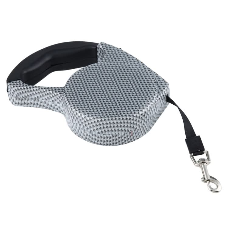 5m Black and White Grid Pattern Easy Operation Retractable Dog Leash(Black)-Reluova