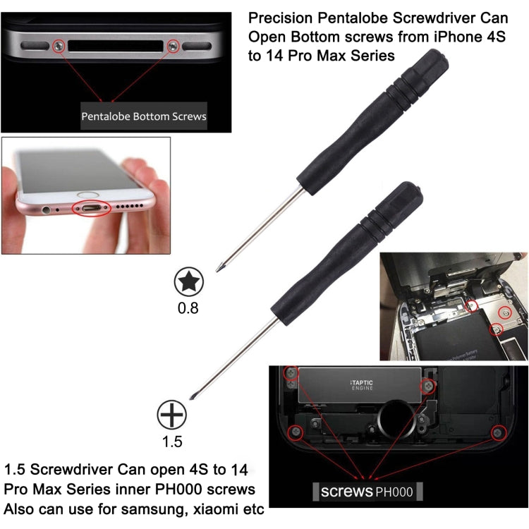 10 in 1 Repair Kits (4 x Screwdriver + 2 x Teardown Rods + 1 x Chuck + 2 x Triangle on Thick Slices + Eject Pin)