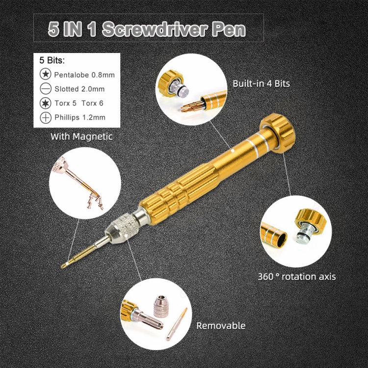 5 in 1 Gold Series Screwdriver Sets (T5 / T6 / 1.2 / 1.5 / 0.8)