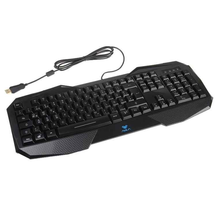 Aula Killing Soul Behead Series Wired USB Silent / Non-slip QWERTZ Keyboard with Blu-ray Backlight + 500-1000Hz Return Rate 7D Game Mouse Combo Kit, German Language Keys My Store