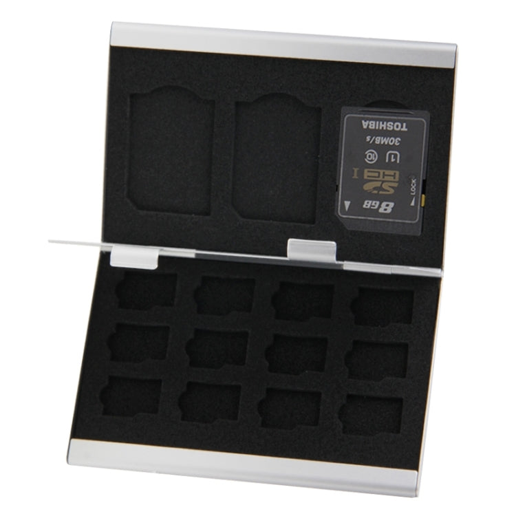 15 in 1 Memory Card Aluminum Alloy Protective Case Box for 3 SD + 12 TF Cards