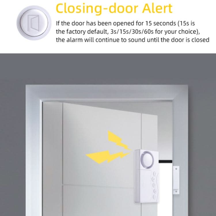 4 in 1 Door Magnet Refrigerator Delayed Door Closing Bell Anti-theft Alarm (3V) Reluova