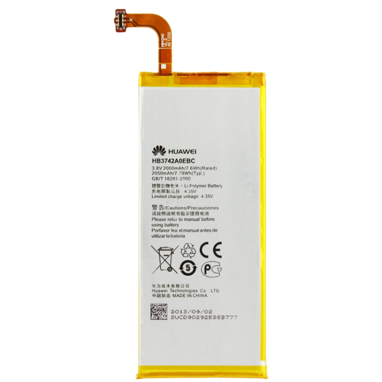 2000mAh Replacement Battery for Huawei Ascend P6(Gold)-Reluova