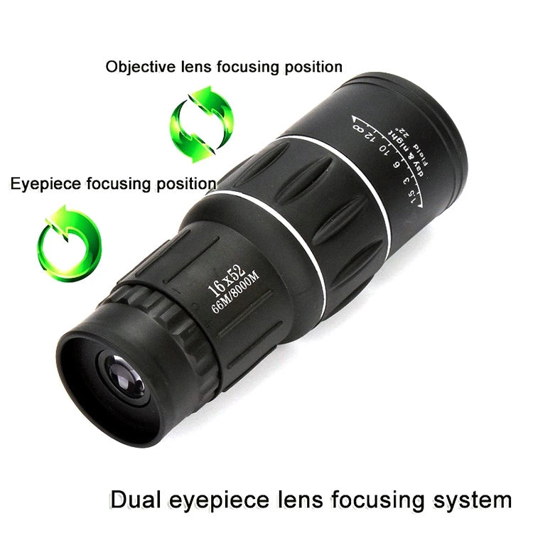 MaiFeng 16 x 52 Monocular Telescope Dual Focus Green Film Hunting Low Light Level Night Vision Binoculars Reluova