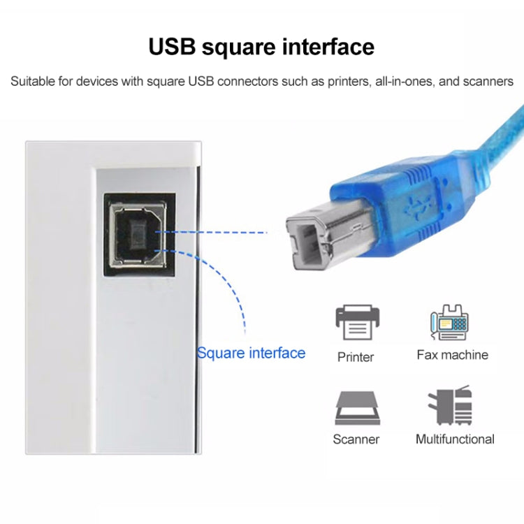 USB 2.0 Printer Extension AM to BM Cable, Length: 1.8m