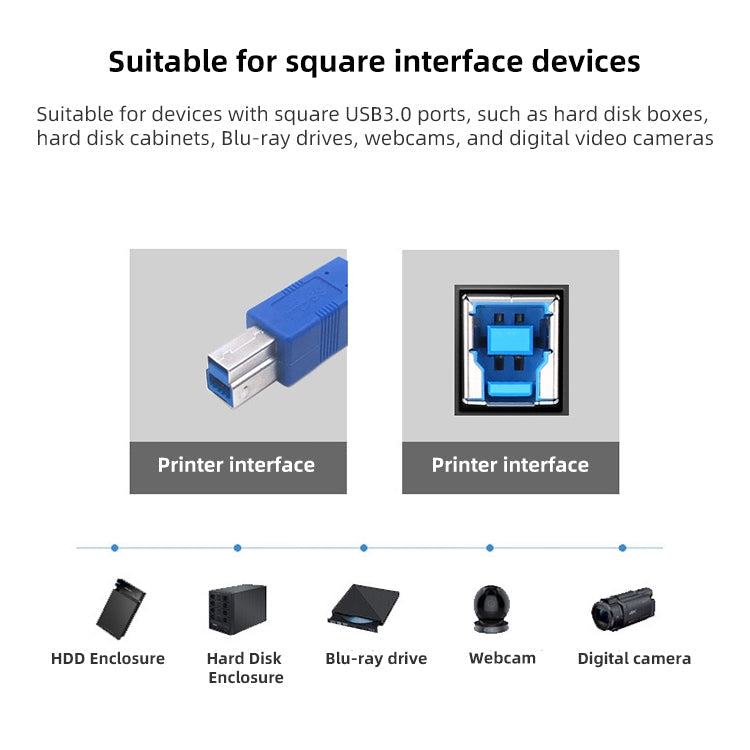 USB 3.0 A Male to B Male Extension / Data Transfer / Printer Cable,  Length: 5m