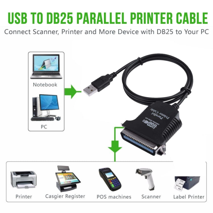 USB to Parallel 1284 36 Pin Printer Adapter Cable, Cable Length: 1m