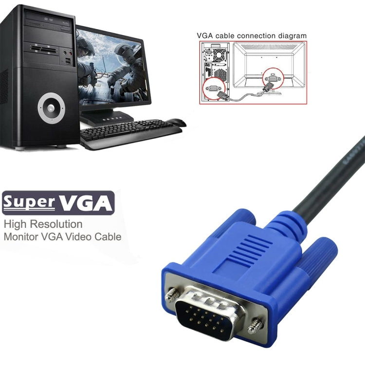 1.5m High Quality VGA 15 Pin Male to VGA 15 Pin Male Cable for LCD Monitor / Projector