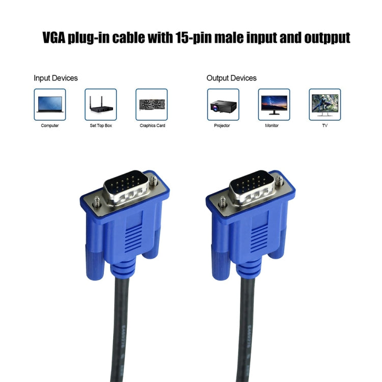 5m High Quality VGA 15Pin Male to VGA 15Pin Male Cable for LCD Monitor / Projector My Store