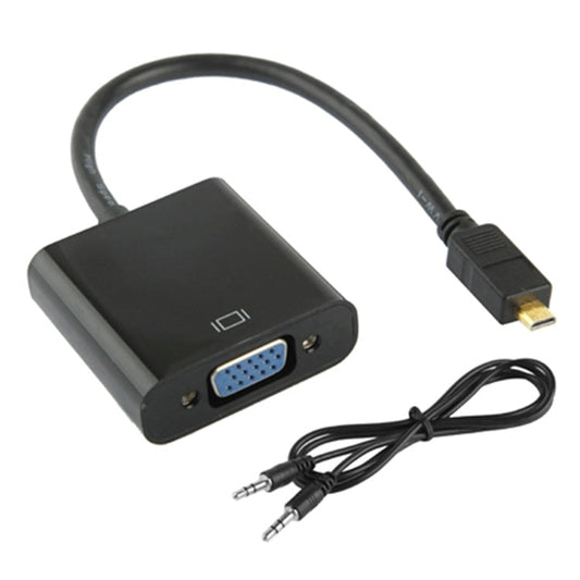 22cm Full HD 1080P Micro HDMI Male to VGA Female Video Adapter Cable with Audio Cable My Store