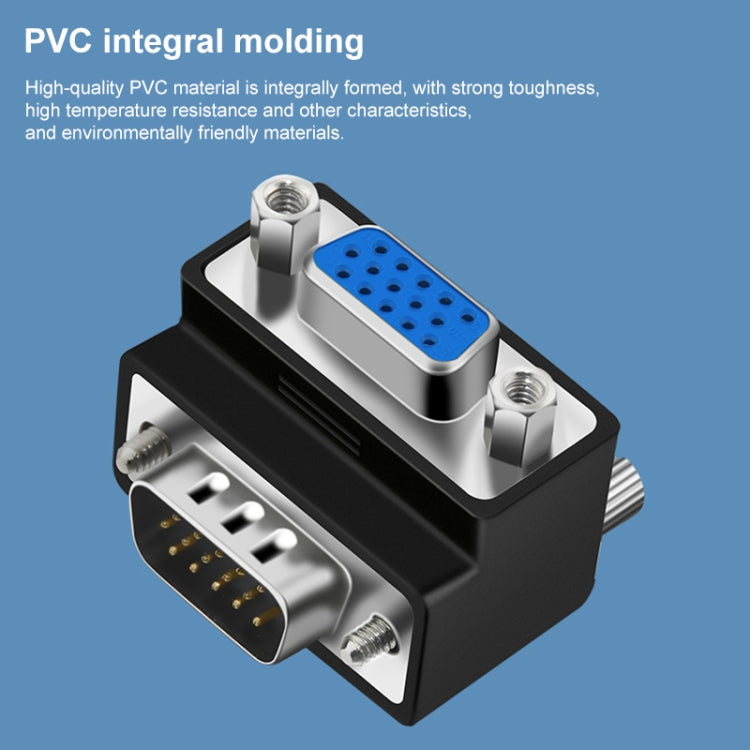 90 Degree VGA 15 Pin Male to Female Right Angle Adapter