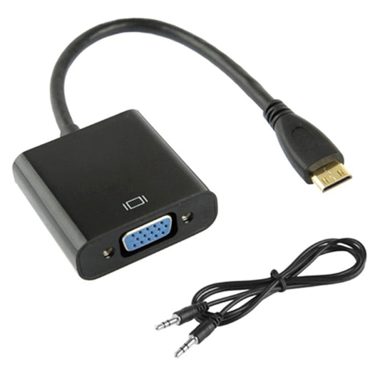 22cm Full HD 1080P Mini HDMI Male to VGA Female Video Adapter Cable with Audio Cable My Store