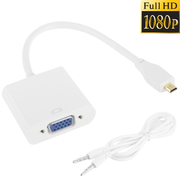 22cm Full HD 1080P Micro HDMI Male to VGA Female Video Adapter Cable with Audio Cable My Store