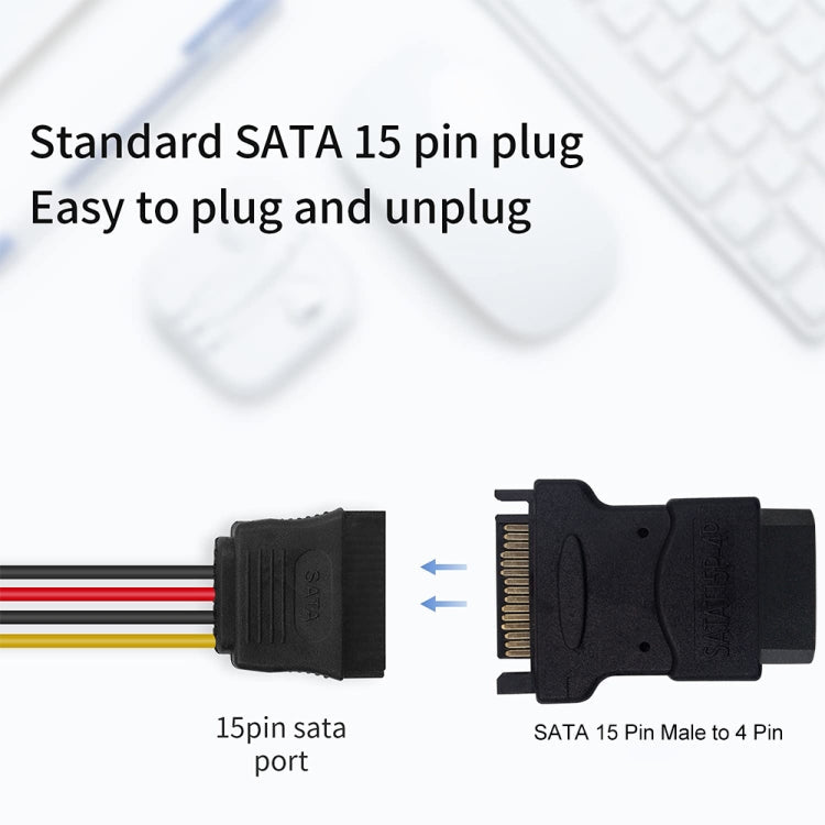 SATA 15 Pin Male to 4 Pin Female Adapter