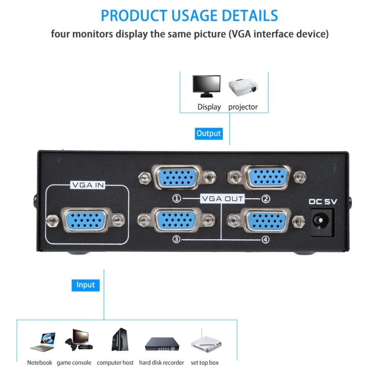 Mini 4 Ports VGA Splitter My Store